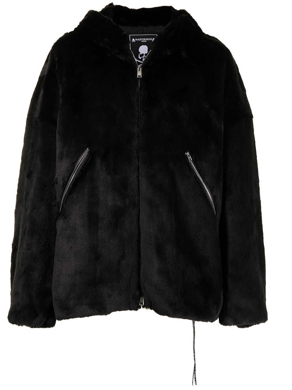 Mastermind World skull faux fur hooded jacket - Black von Mastermind World