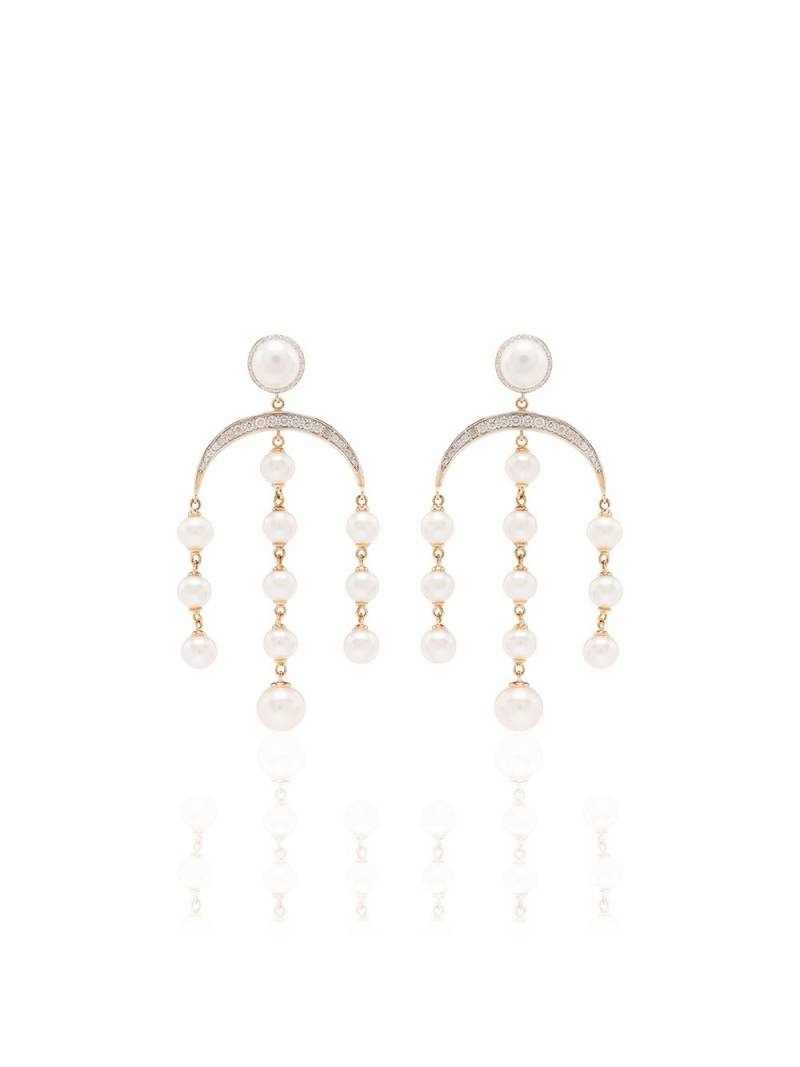 Mateo 14Kt gold pearl and diamond earrings von Mateo