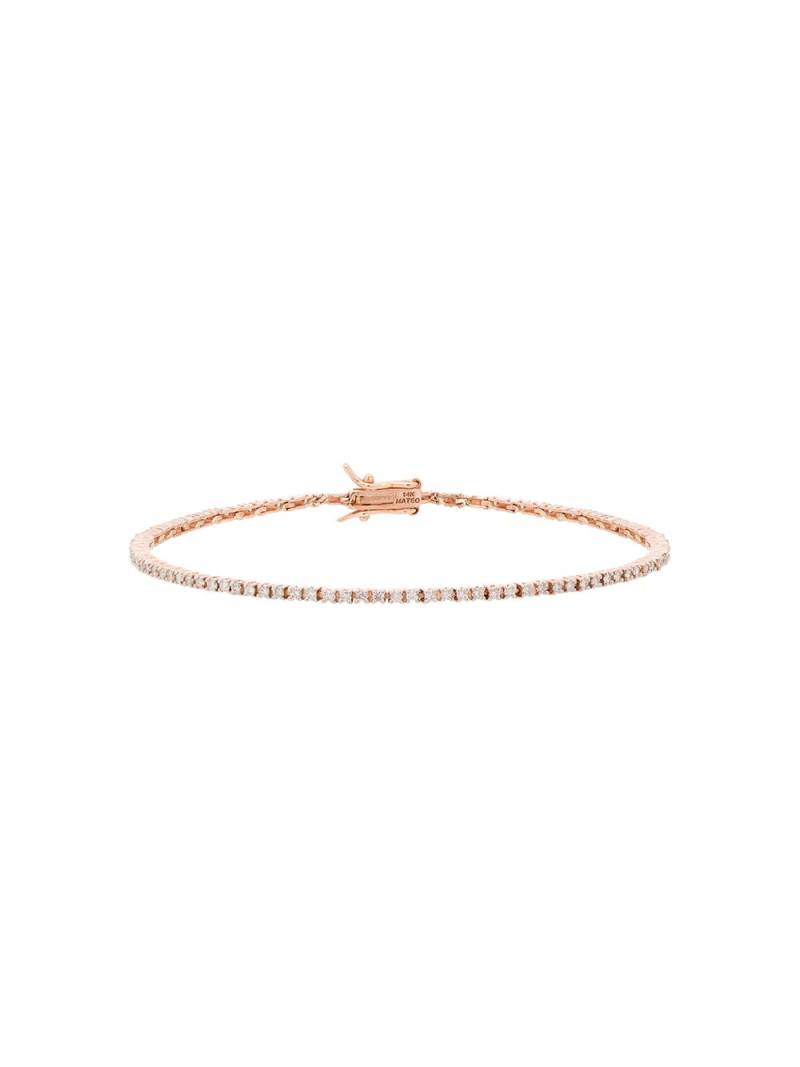 Mateo 14kt rose gold diamond tennis bracelet - Pink von Mateo