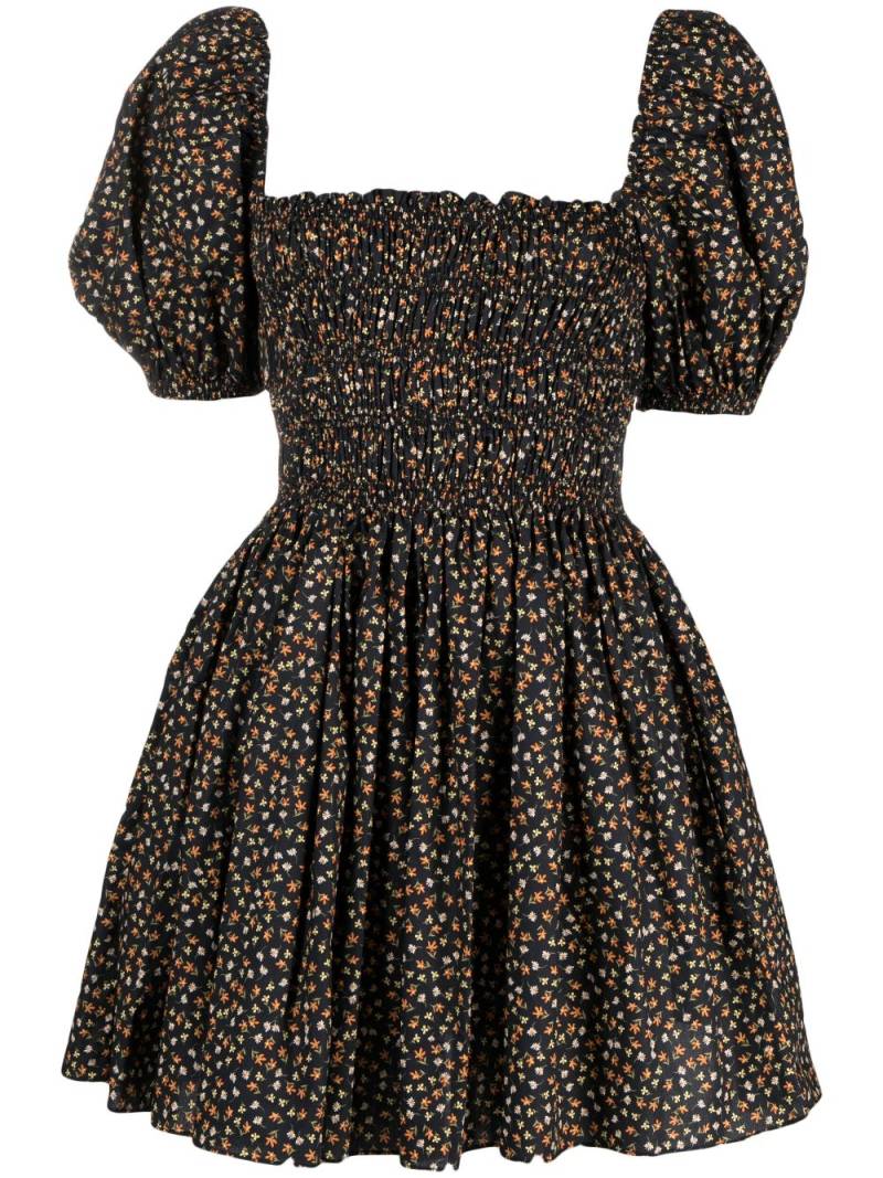 Matteau floral-print shirred minidress - Black von Matteau