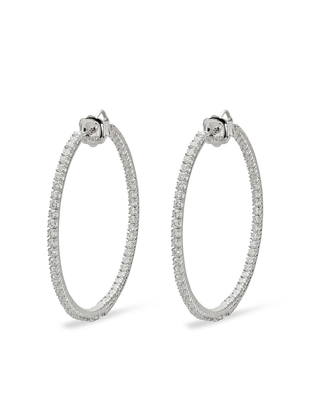 Mattia Cielo 18kt white gold and titanium Rugiada front and back diamond hoop earrings - Silver von Mattia Cielo