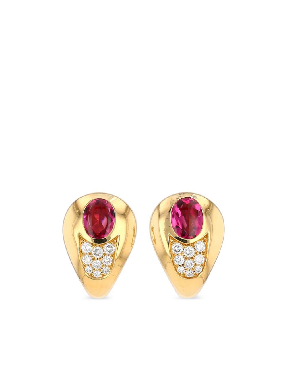 Mauboussin 1980s yellow gold tourmaline and diamond earrings