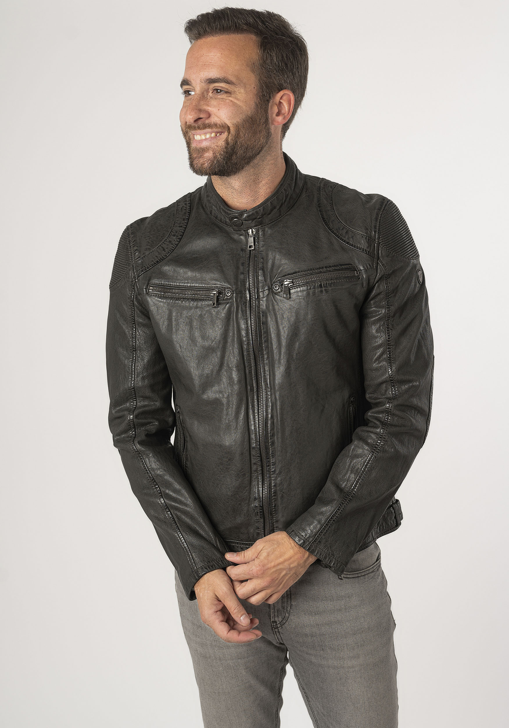 Mauritius Lederjacke »MMCollins«, mti Reissverschluss, Stehkragen, Ziersteppung Mauritius Lederjacke »MMCollins«, mti Reissverschluss, Stehkragen, Ziersteppung von Mauritius