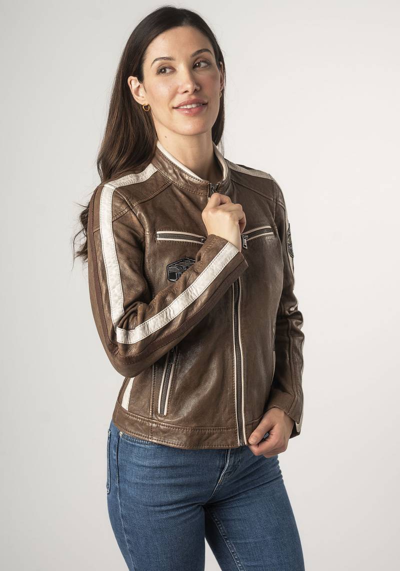 Mauritius Lederjacke »MWHighwalie«, im Racer-Look, mit Patch von Mauritius