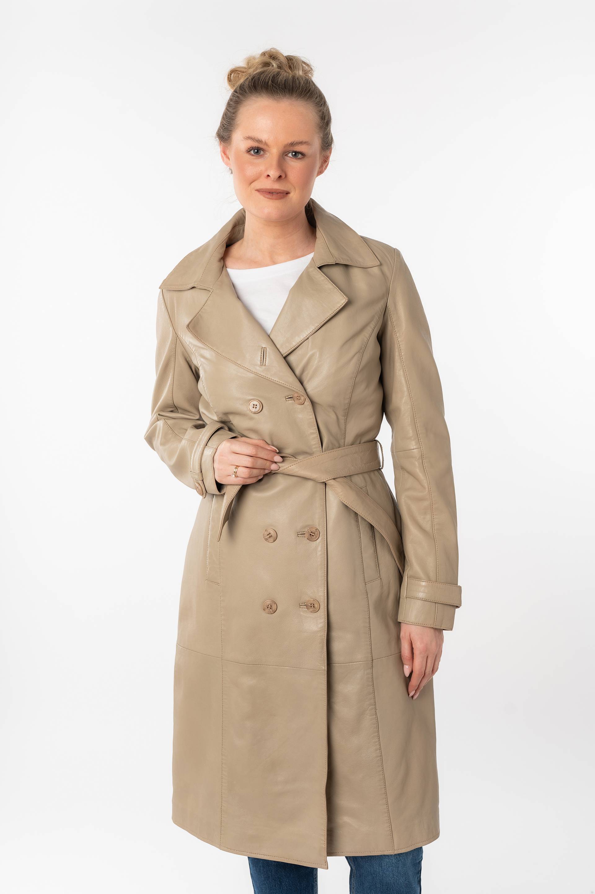 Mauritius Ledermantel »GWTaruh OT«, (2 tlg.), femininer Leder-Trenchcoat mit Bindegürtel von Mauritius