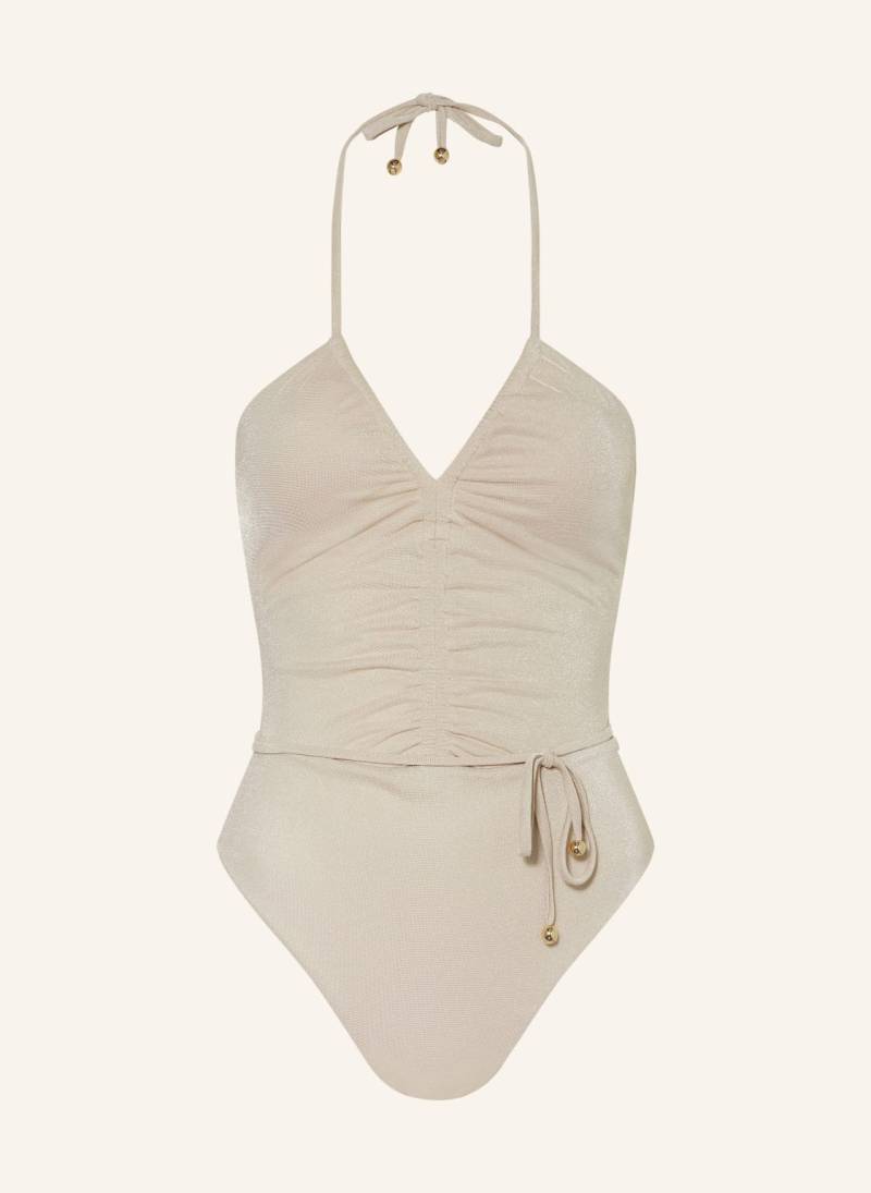 Max Mara Beachwear Neckholder-Badeanzug Cassandra Mit Glitzergarn weiss von Max Mara BEACHWEAR