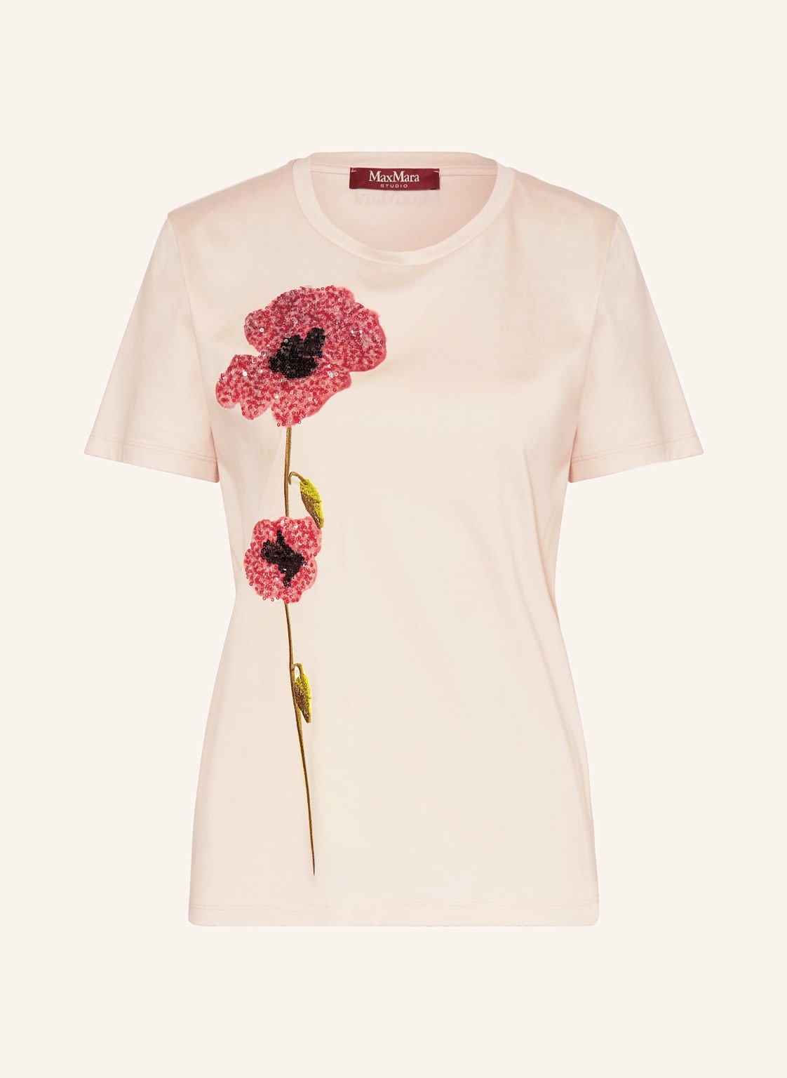 Max Mara Studio T-Shirt Laghi Mit Pailletten beige von Max Mara STUDIO