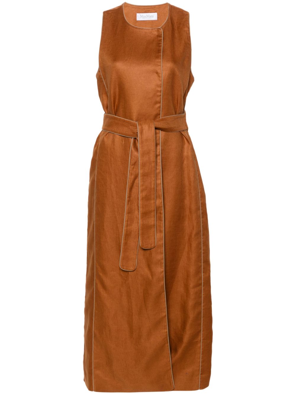 Max Mara Aureo belted linen waistcoat - Brown von Max Mara