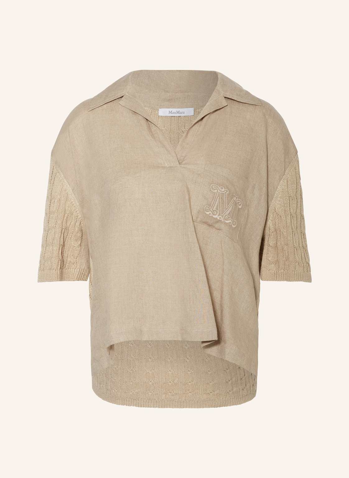 Max Mara Blusenshirt Pavidi Aus Leinen Im Materialmix beige von Max Mara