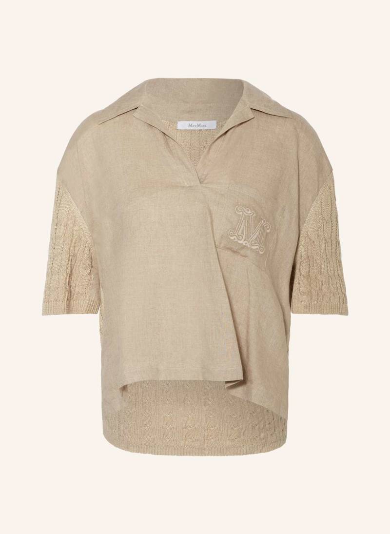 Max Mara Blusenshirt Pavidi Aus Leinen Im Materialmix beige von Max Mara