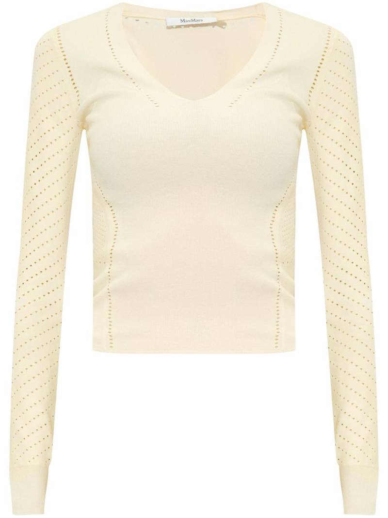 Max Mara Nadar V-neck ribbed top - Neutrals von Max Mara