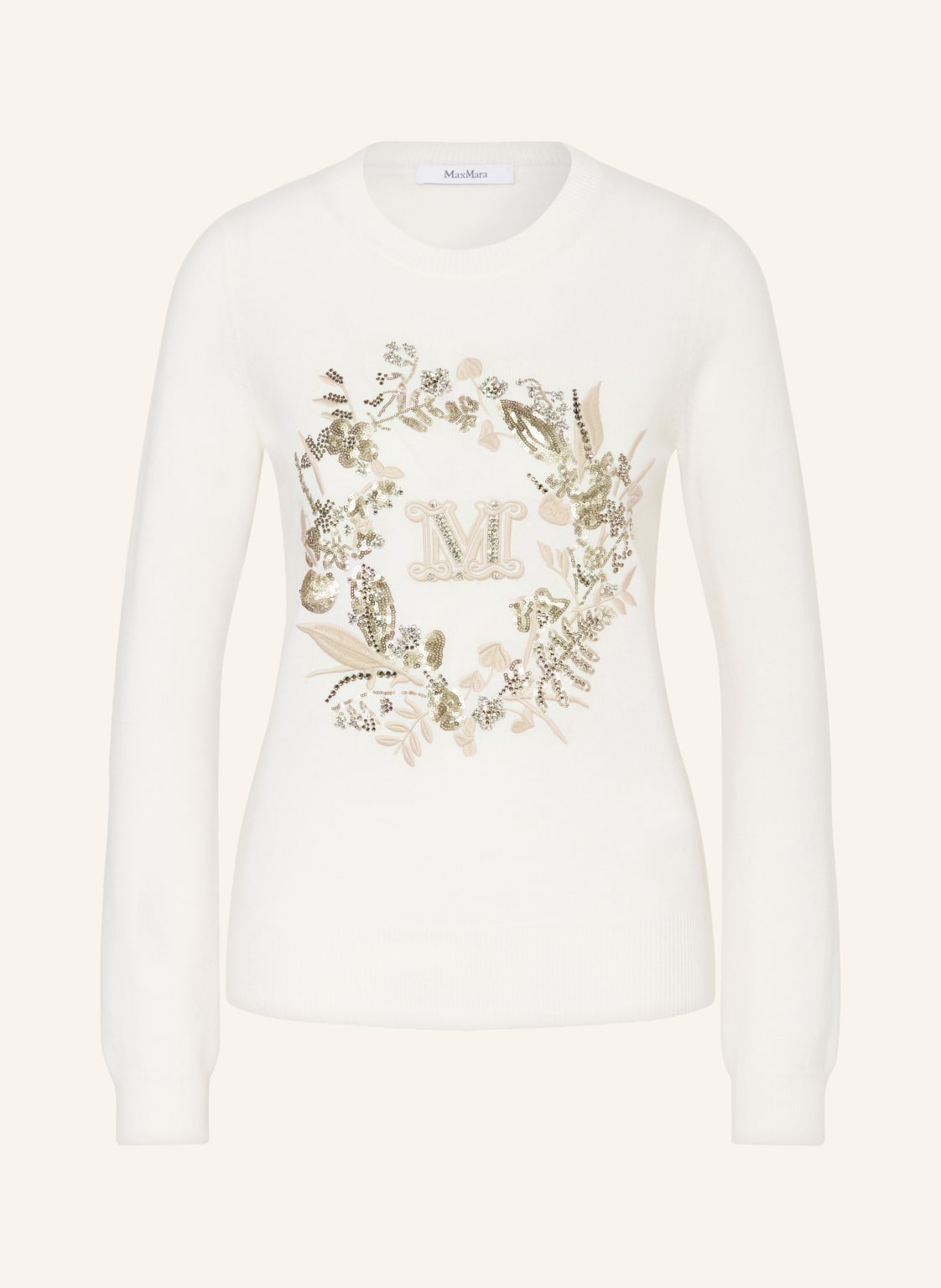 Max Mara Pullover Bari Mit Cashmere Und Schmucksteinen beige Max Mara Pullover Bari Mit Cashmere Und Schmucksteinen beige von Max Mara