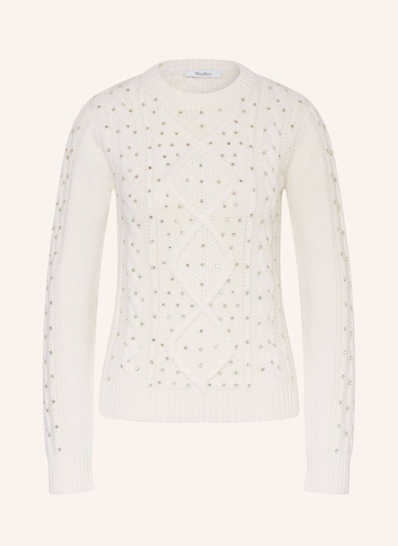 Max Mara Pullover Onde Mit Cashmere Mit Schmucksteinen weiss von Max Mara