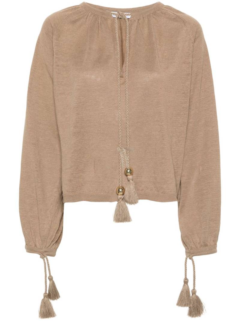 Max Mara Quirite linen tassel blouse - Neutrals von Max Mara