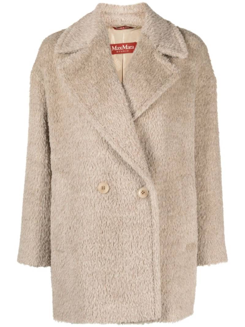 Max Mara brushed-effect double-breasted coat - Grey von Max Mara