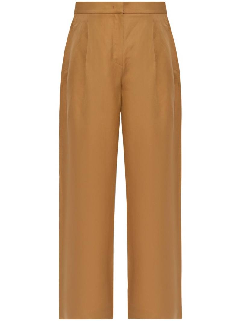 Max Mara concealed-fastening linen-blend trousers - Brown von Max Mara