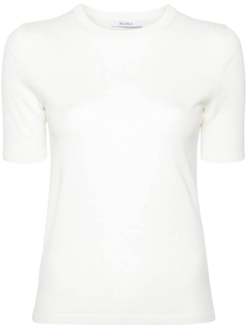 Max Mara crew-neck fine-knit T-shirt - White von Max Mara