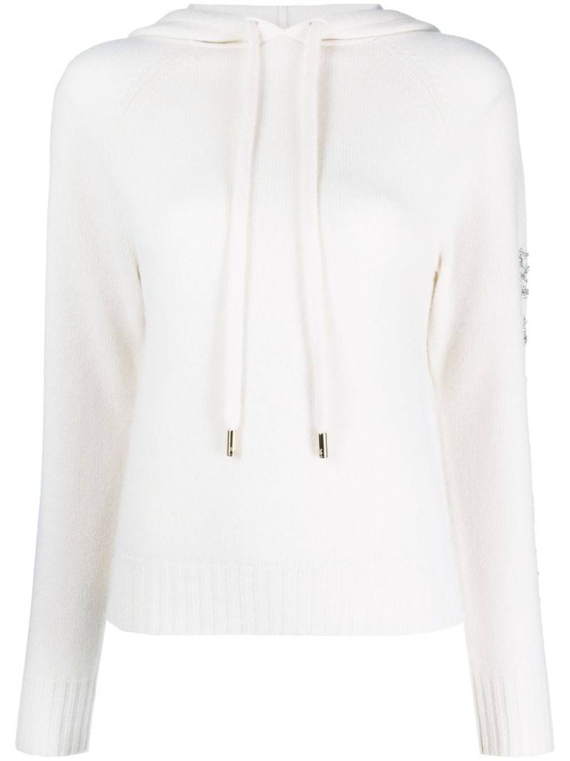 Max Mara crystal-embellished wool-blend hoodie - White von Max Mara