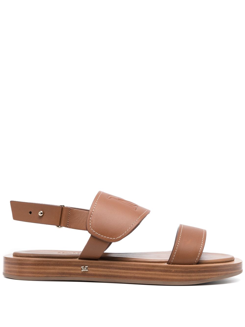 Max Mara embossed-logo leather sandals - Brown von Max Mara