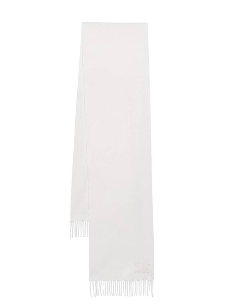 Max Mara embroidered-logo cashmere scarf - White von Max Mara