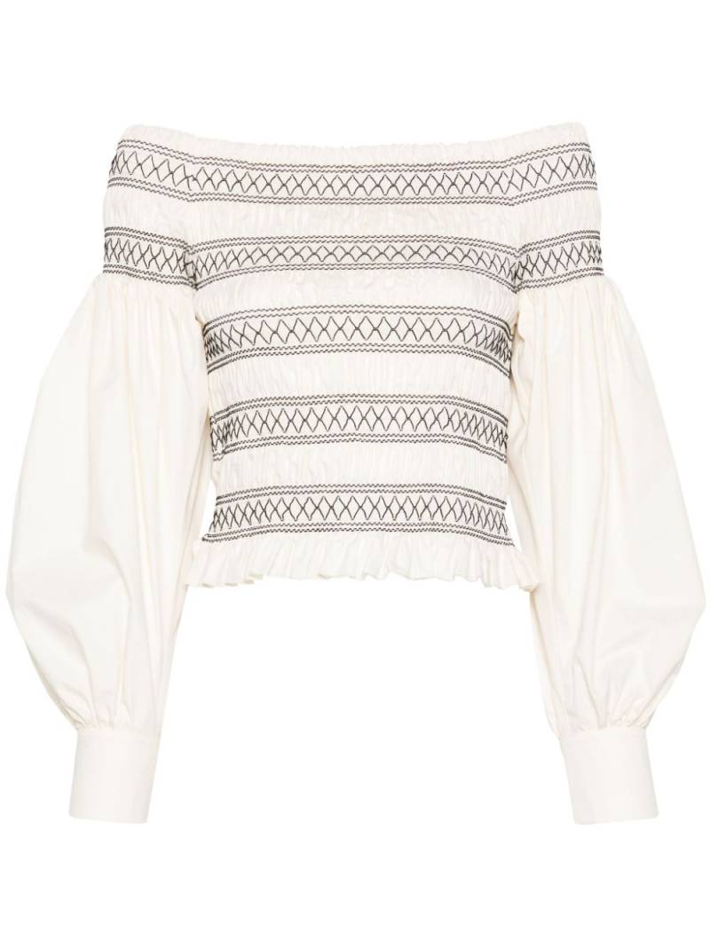 Max Mara embroidered shirred top - Neutrals von Max Mara