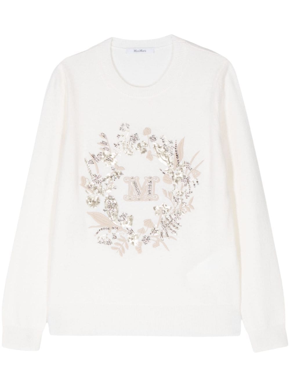 Max Mara floral-embroidered crew-neck jumper - Neutrals von Max Mara