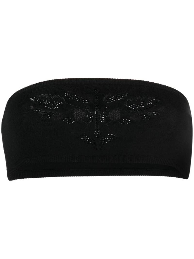 Max Mara floral-embroidered studded cropped top - Black von Max Mara