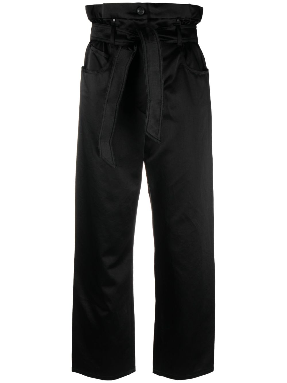 Max Mara high-waisted belted satin trousers - Black von Max Mara