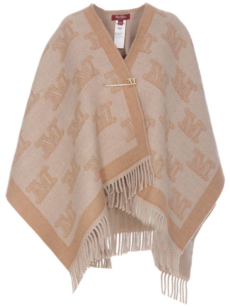 Max Mara jacquard wool poncho - Neutrals von Max Mara