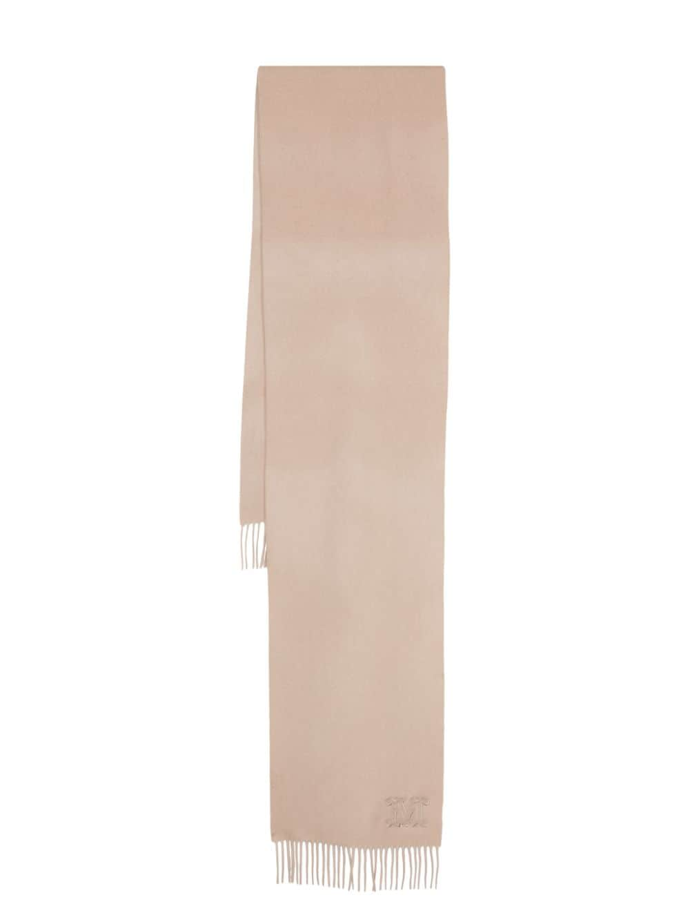 Max Mara logo-embroidered fringed cashmere scarf - Neutrals von Max Mara