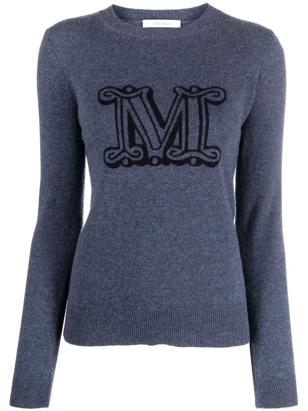 Max Mara logo intarsia crew neck jumper - Blue von Max Mara