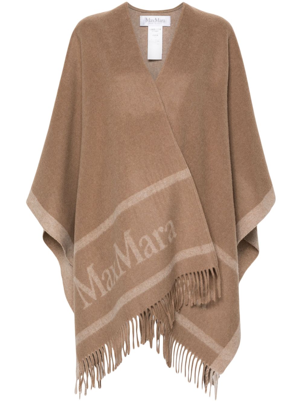 Max Mara logo-jacquard wool cape - Brown von Max Mara