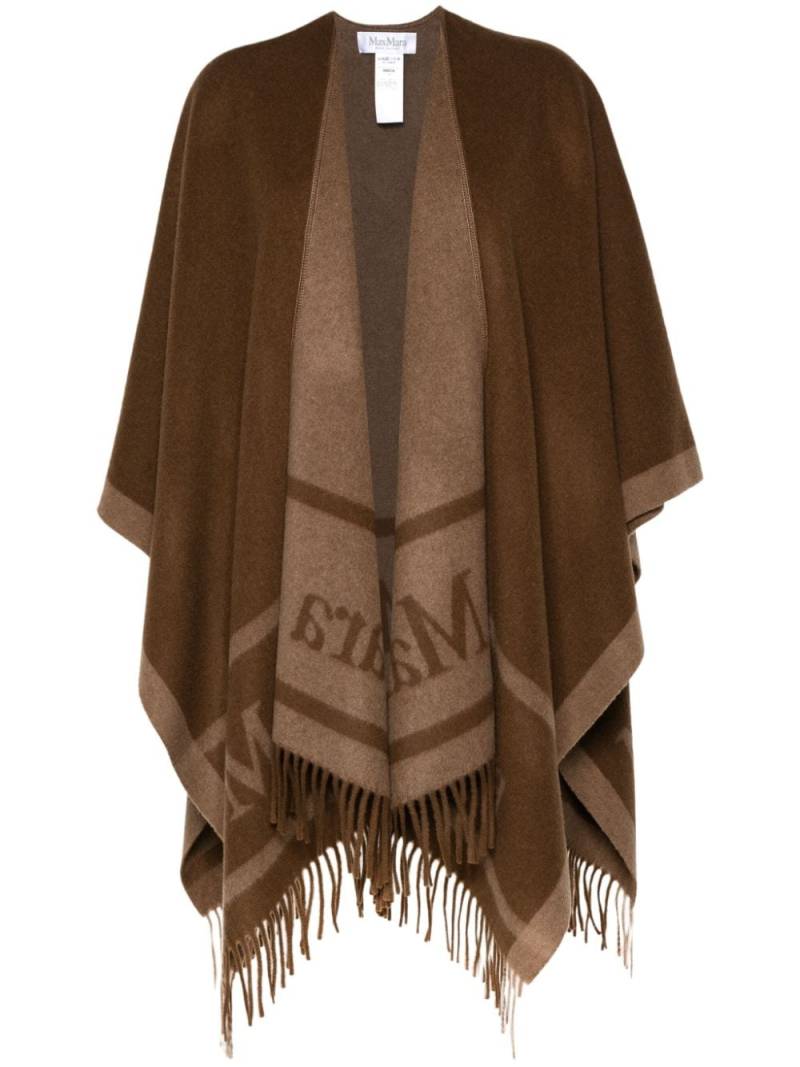 Max Mara logo-jacquard wool cape - Brown von Max Mara