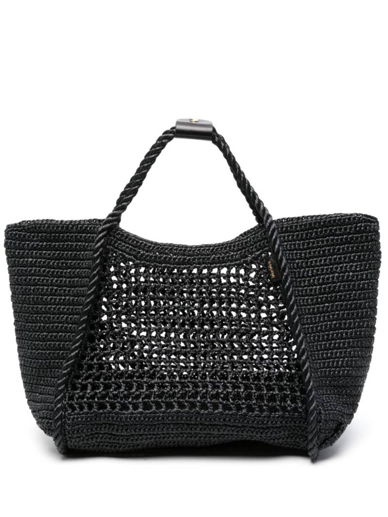 Max Mara medium Marine Raffia-effect tote bag - Black von Max Mara