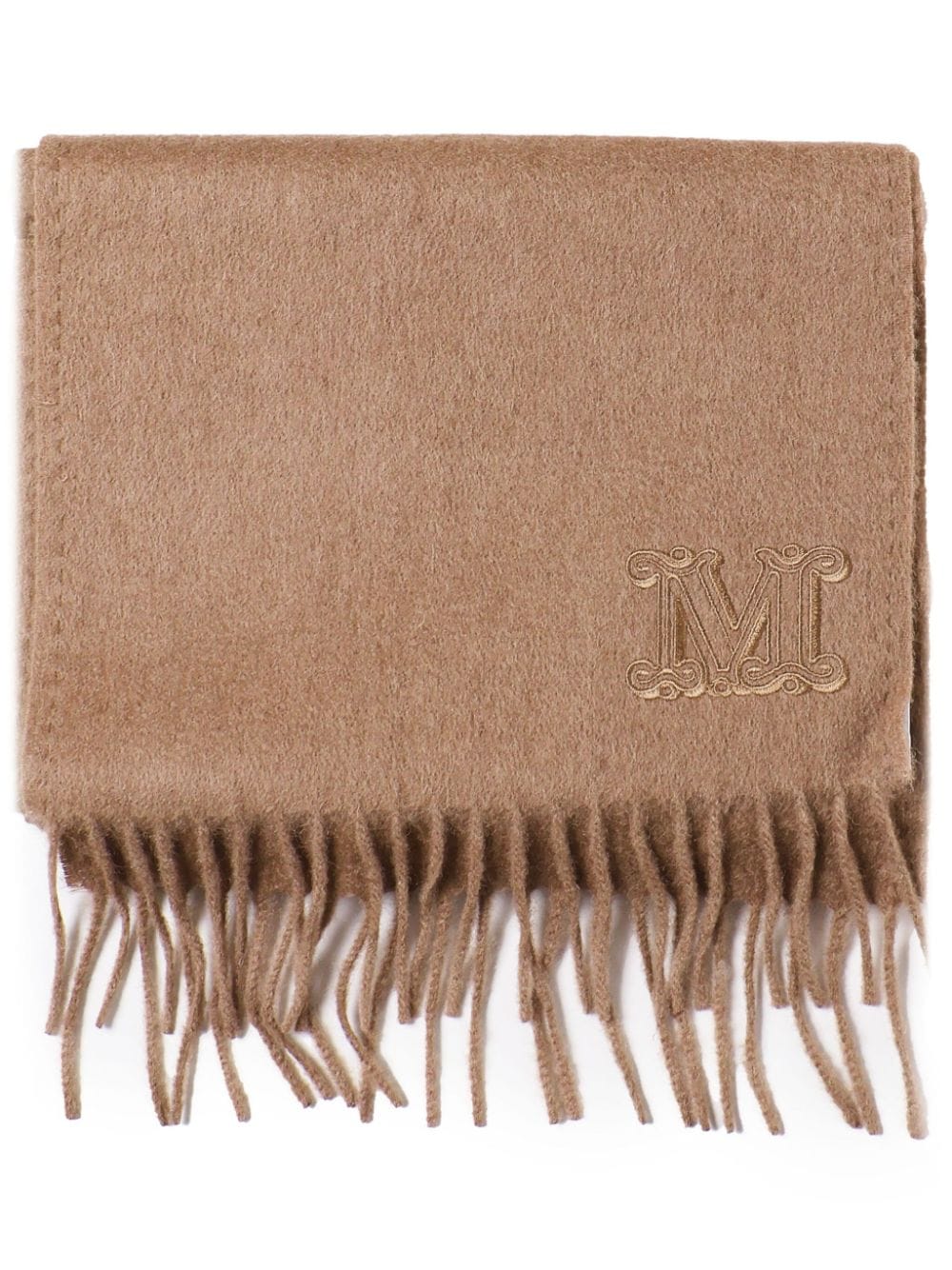 Max Mara monogram-embroidered wool scarf - Brown von Max Mara