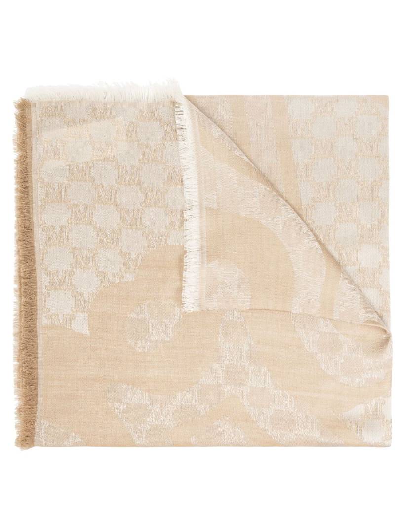 Max Mara monogram-jacquard fringe-trim scarf - Neutrals von Max Mara