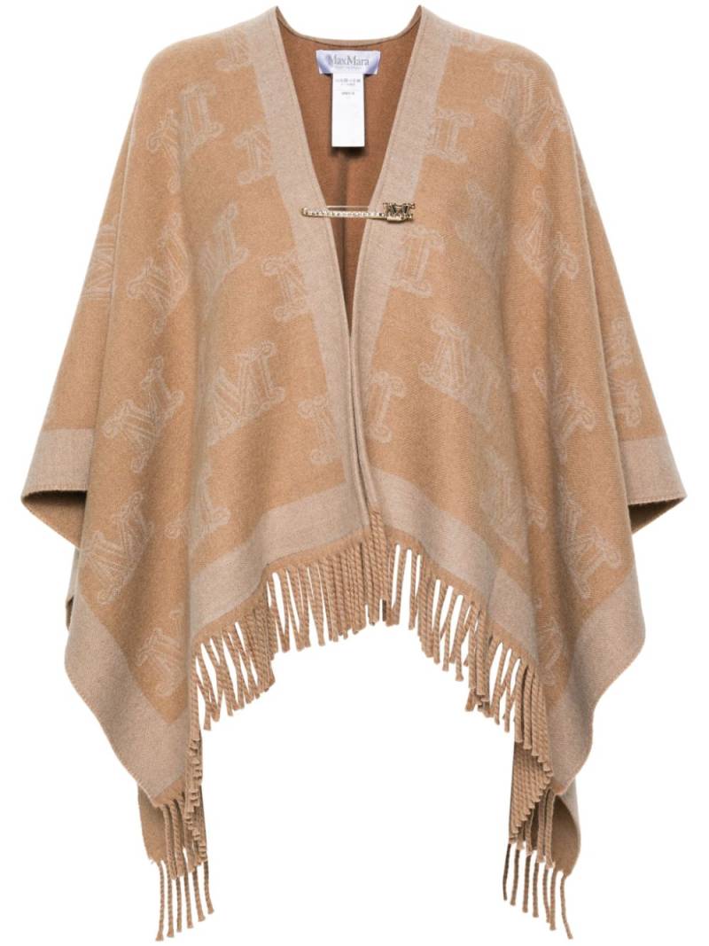 Max Mara monogram-pattern wool poncho - Neutrals von Max Mara