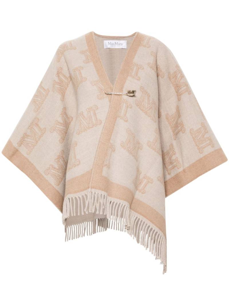 Max Mara monogram-pattern wool poncho - Neutrals von Max Mara