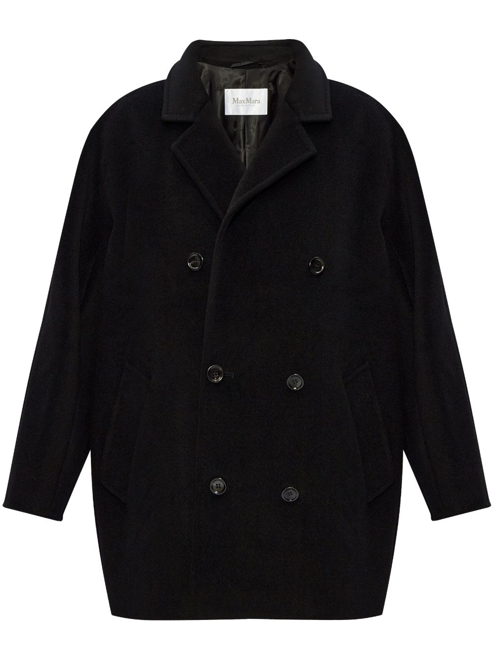 Max Mara notched-lapel wool-blend coat - Black von Max Mara