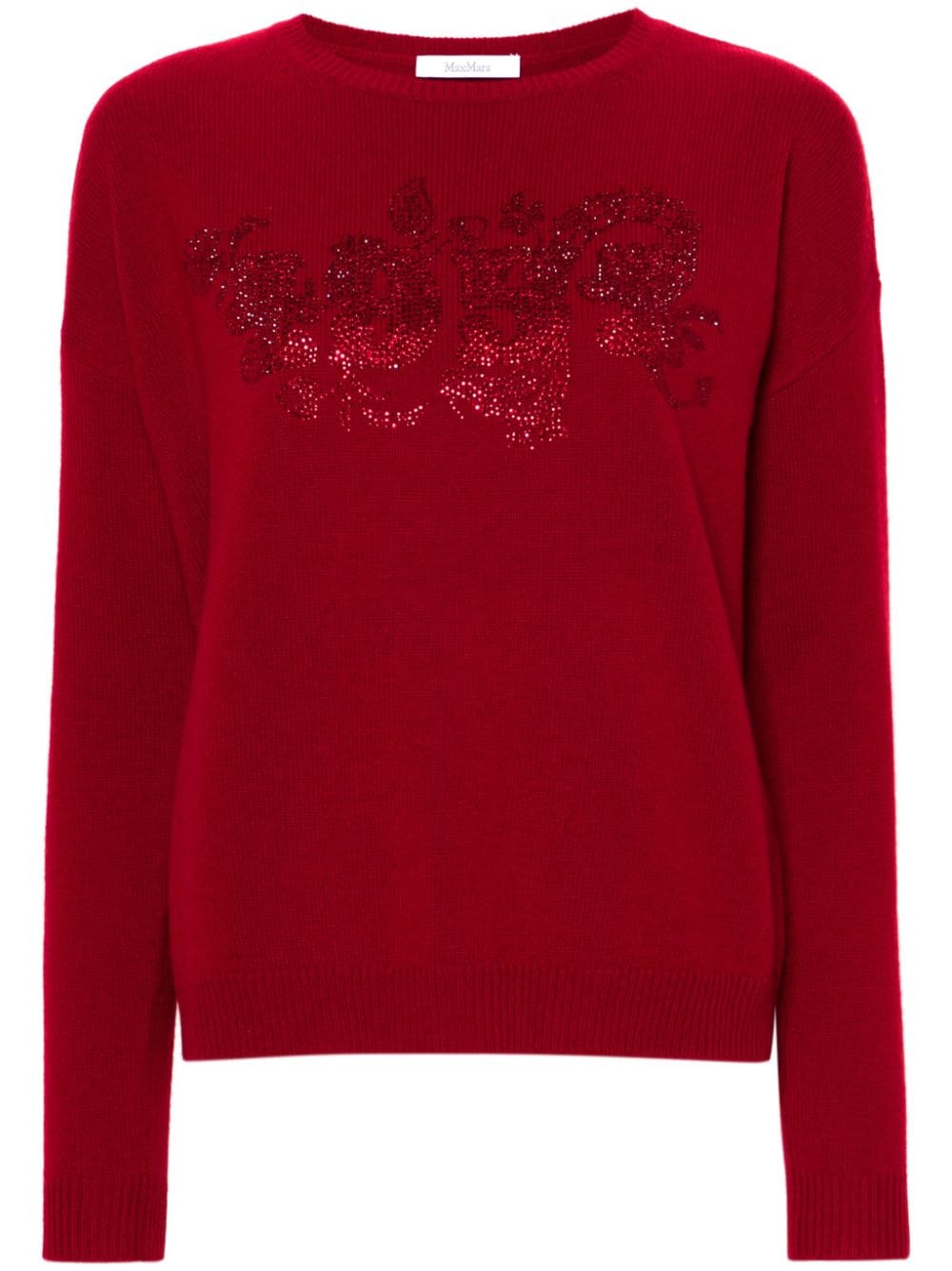 Max Mara round-neck rhinestone-embellished jumper - Red von Max Mara