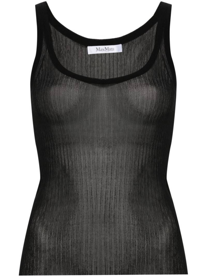 Max Mara semi-sheer fine-ribbed top - Black von Max Mara