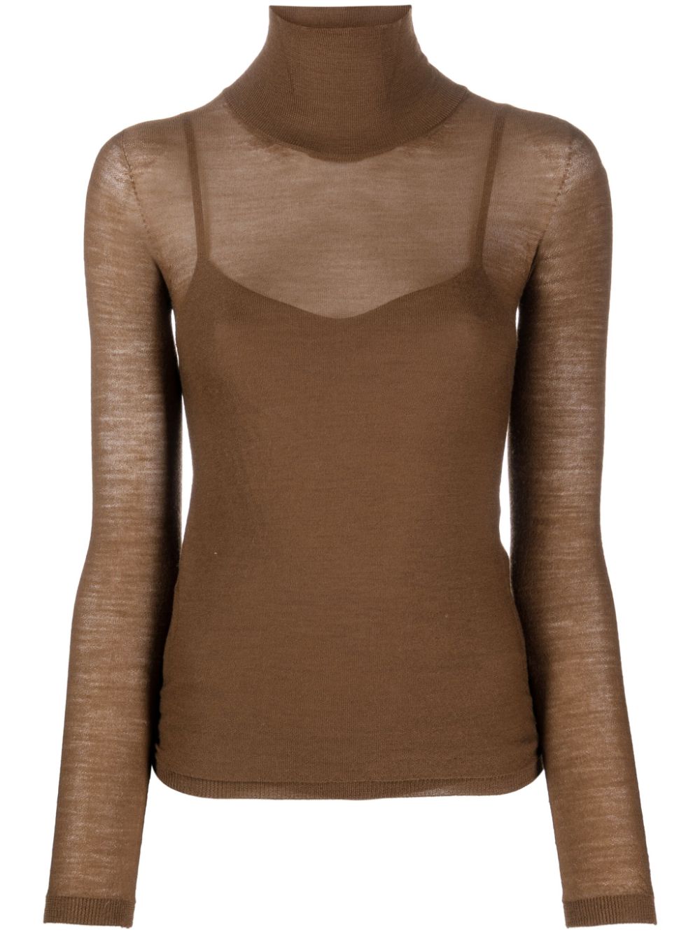 Max Mara semi-sheer high-neck jumper - Brown von Max Mara