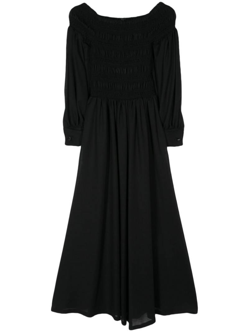 Max Mara smocked-panel wool maxi dress - Black von Max Mara