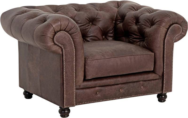 Max Winzer® Chesterfield-Sessel »Old England, Loungesessel, bequem, mit tollen Details«, Ledersessel mit Knopfheftung & Ziernägeln von Max Winzer®