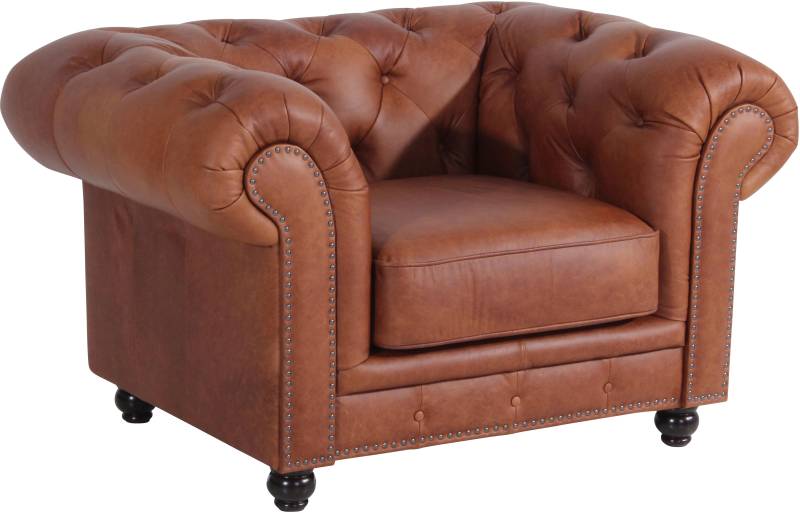 Max Winzer® Chesterfield-Sessel »Old England, Loungesessel, bequem, mit tollen Details«, Ledersessel mit Knopfheftung & Ziernägeln von Max Winzer®