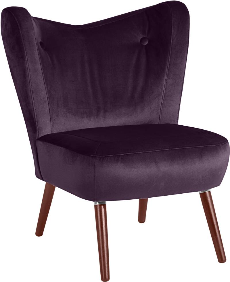 Max Winzer® Cocktailsessel »Stella, Loungesessel, Samtvelours Bezug in 10 Trendfarben«, im Retrolook, bequem, geschwungene Rückenlehne, Solitärsessel von Max Winzer®