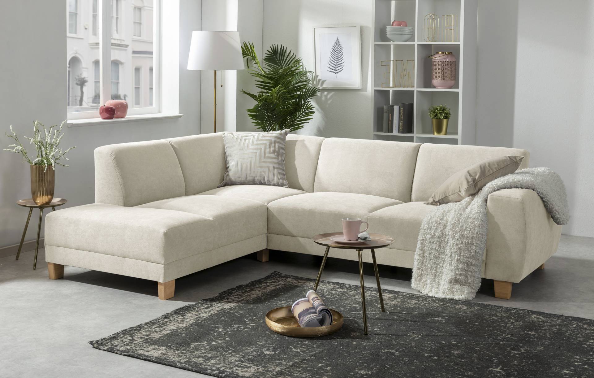 Max Winzer® Ecksofa »Blackpool modern, mittlere Sitzhärte mit hochwertiger Schaumpolsterung«, Lounge-Charakter durch niedrigen, leicht gewölbten Rücken von Max Winzer®