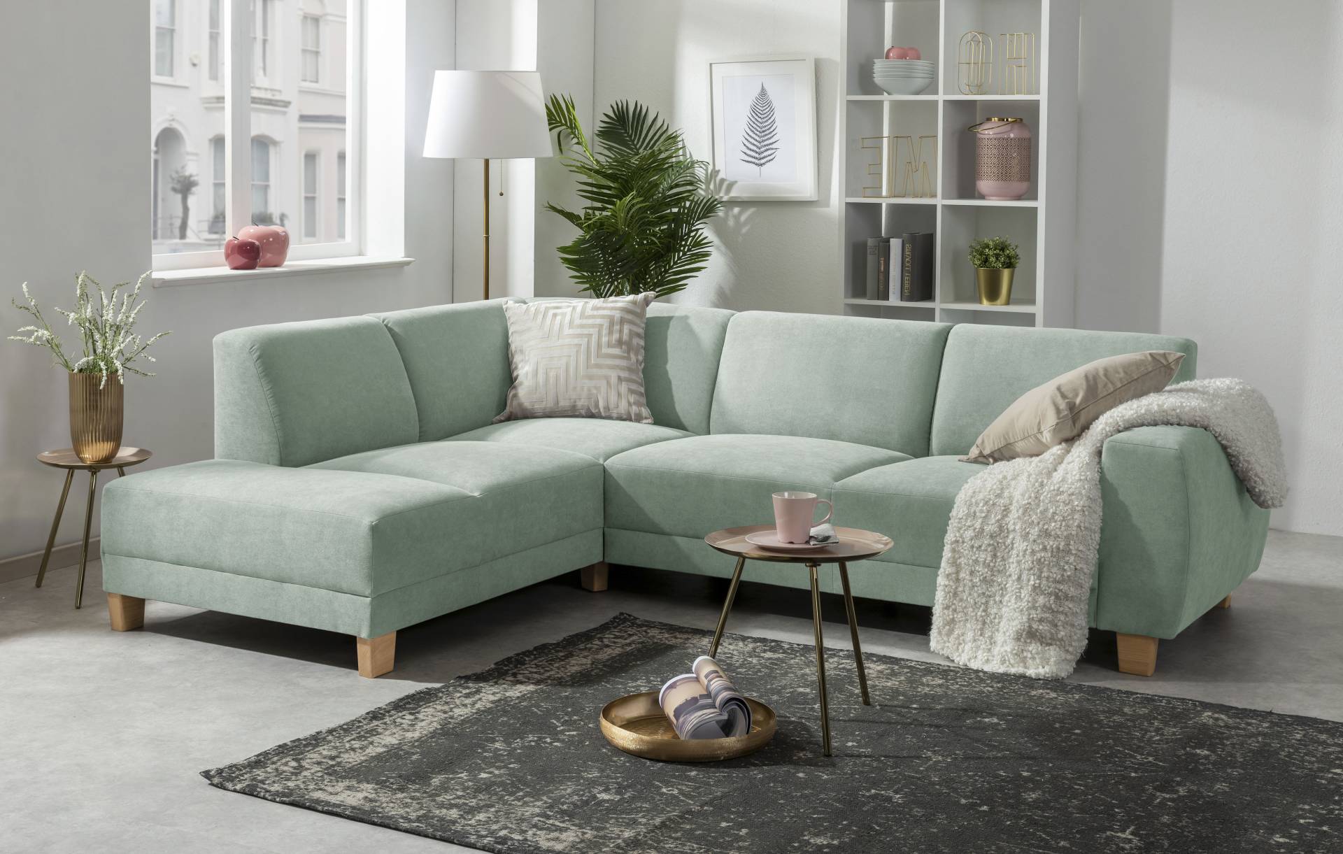 Max Winzer® Ecksofa »Blackpool modern, mittlere Sitzhärte mit hochwertiger Schaumpolsterung«, Lounge-Charakter durch niedrigen, leicht gewölbten Rücken von Max Winzer®