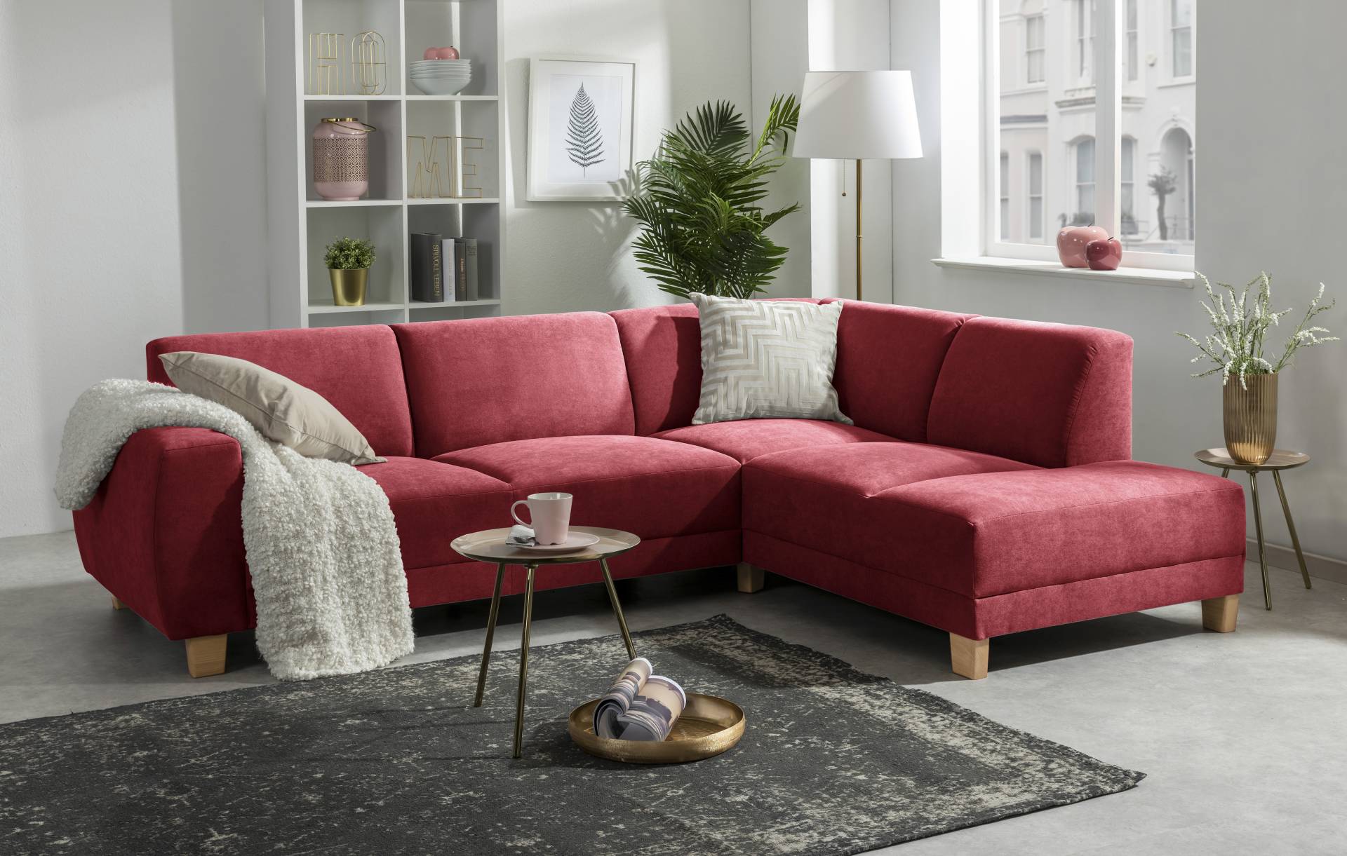 Max Winzer® Ecksofa »Blackpool modern, mittlere Sitzhärte mit hochwertiger Schaumpolsterung«, Lounge-Charakter durch niedrigen, leicht gewölbten Rücken von Max Winzer®