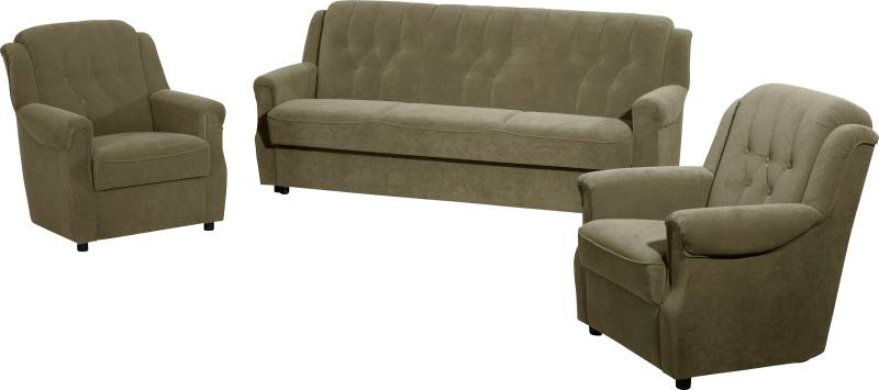 Max Winzer® Polstergarnitur »Freiburg, Set: 3-Sitzer Kippsofa, 2-Sitzer, Sessel, hohe Rückenlehne«, (Set, 3 tlg.), bequeme Federkernunterfederung, zeitloses Design mit Zierknöpfen von Max Winzer®